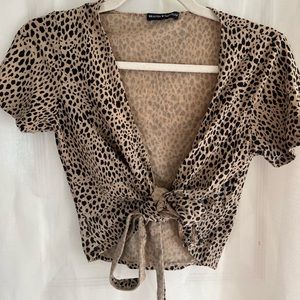 leopard print brandy tie top